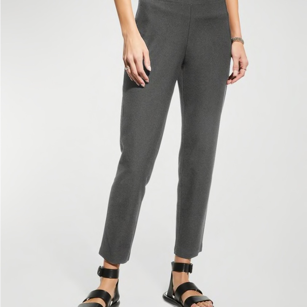 Eileen Fisher Washable Stretch Crepe Slim Ankle Pants Sz M NWT Graphite Grey